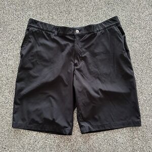 Adidas Shorts Men's 38 Performance‎ Golf Black Flat Front Stretch 10" Inseam